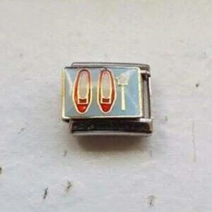 Ruby slippers and wand enamel 9mm stainless steel Italian charm bracelet link